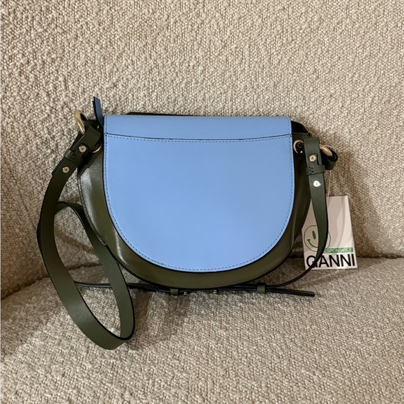 GANNI Medium Placid Blue Leather Top Handle Bag [OS] - Picture 10 of 12